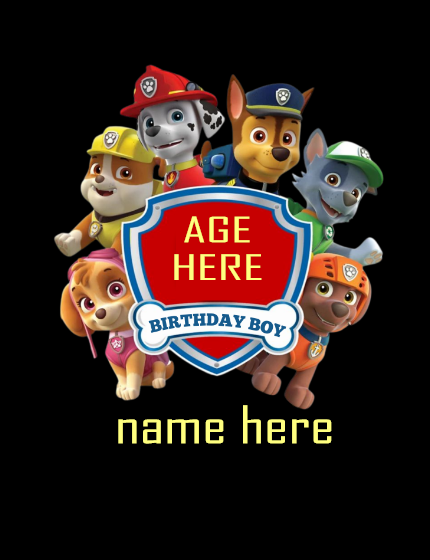 P-A-W patrol custom Birthday DTF Transfer