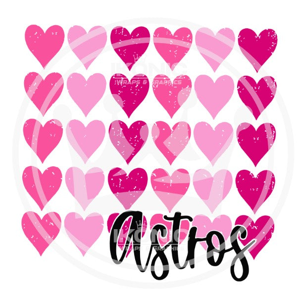 Pink Hearts stros DTF transfer