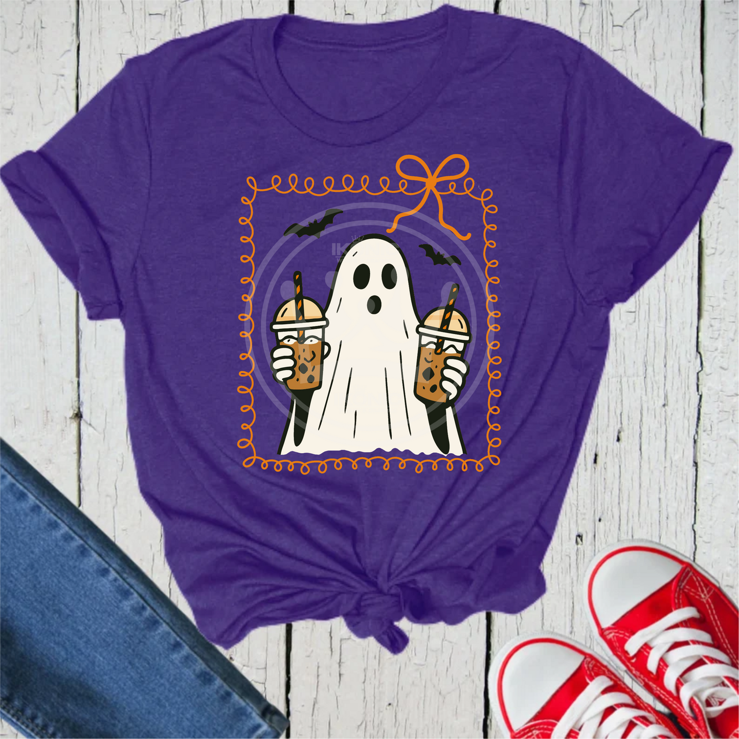 Ghost with coffee DTF transfer