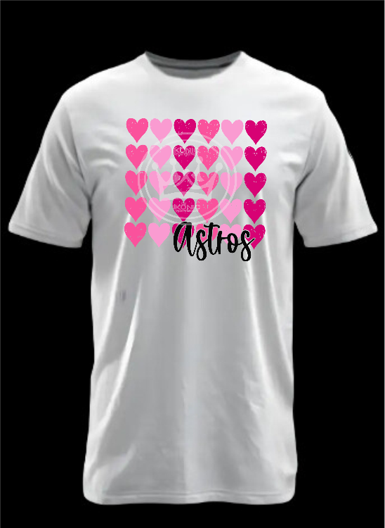 Pink Hearts stros DTF transfer