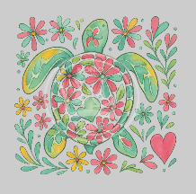 Flower turtle DTF transfer