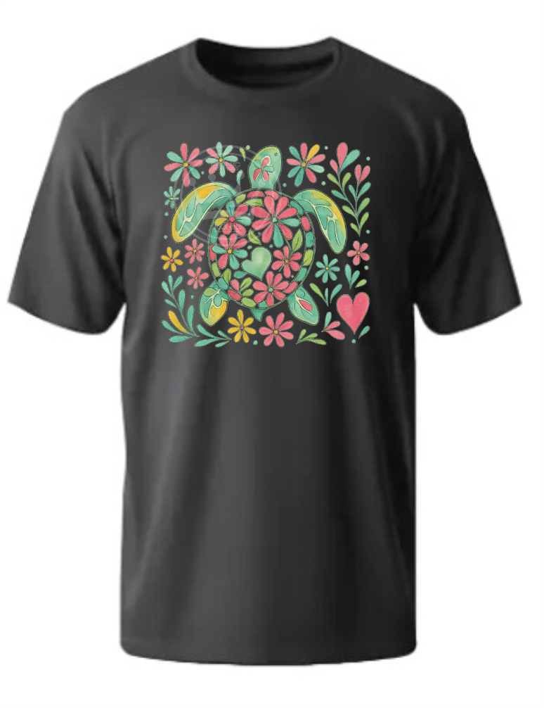 Flower turtle DTF transfer