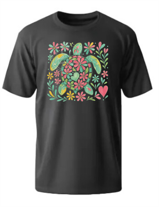 Flower turtle DTF transfer
