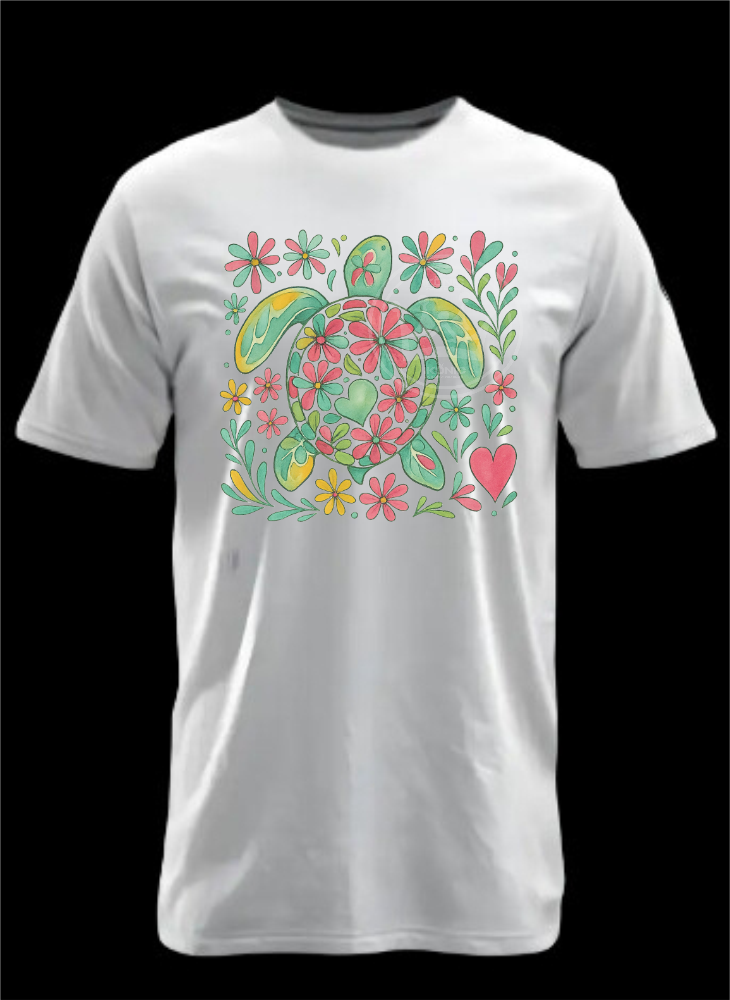 Flower turtle DTF transfer