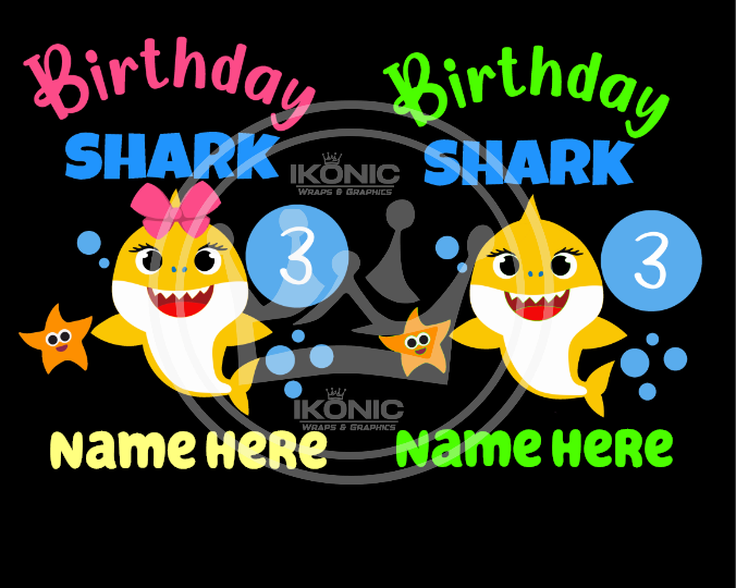 Bby Shark custom Birthday DTF Transfer