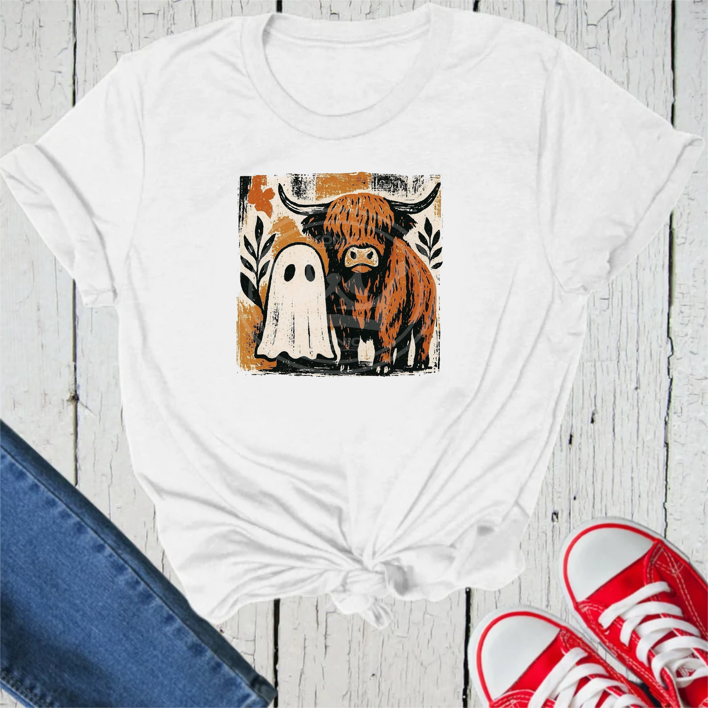 Ghost Highland Cow DTF transfer