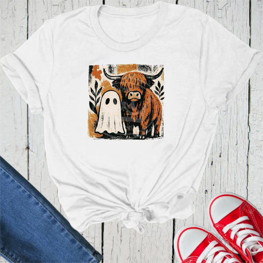 Ghost Highland Cow DTF transfer