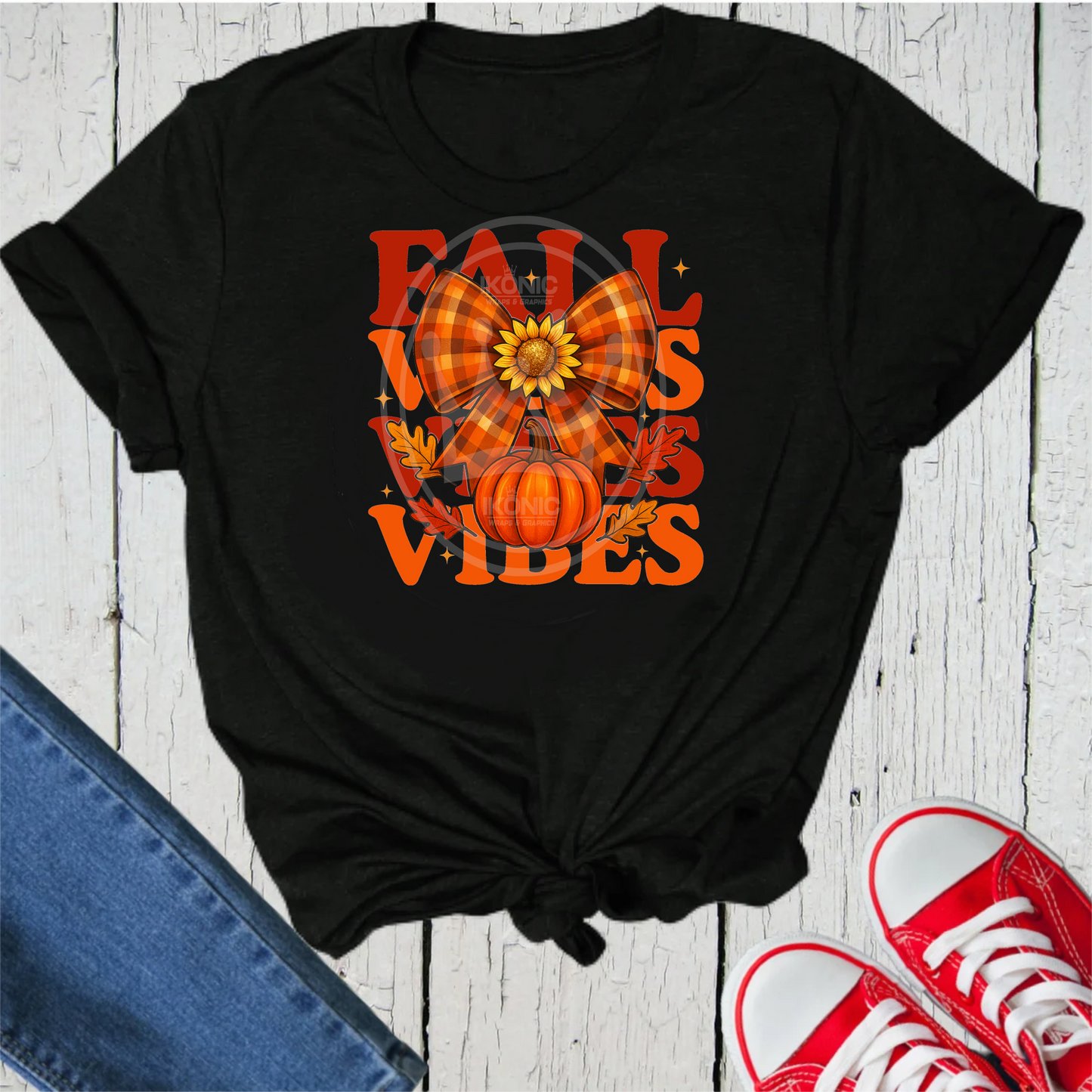 Fall Vibes Bow DTF transfer