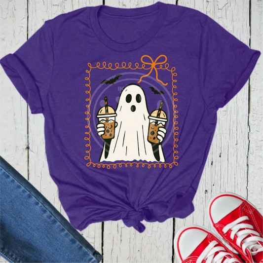 Ghost with coffee DTF transfer