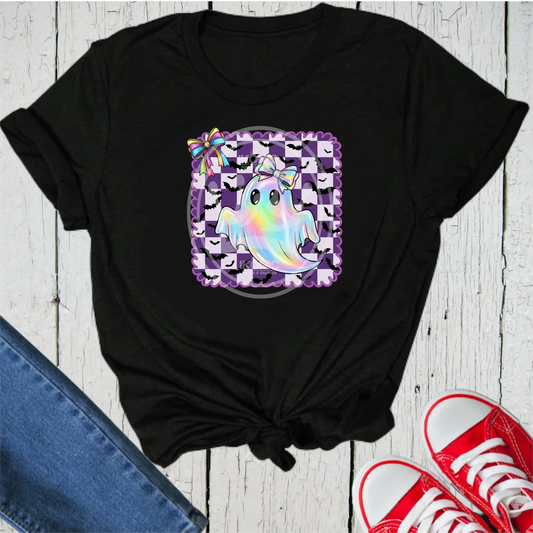 Purple checker Rainbow Ghost DTF transfer